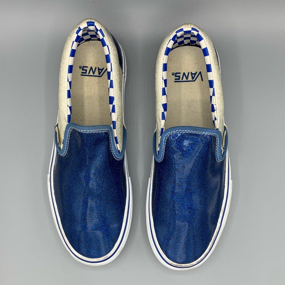 RARE- Vans Blue Sneakers in Patent Leather  - FL-SH-080 - Men's 7 Women's 9